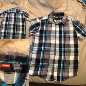 Boys Short Sleeve Plaid Button Up By Wrangler
